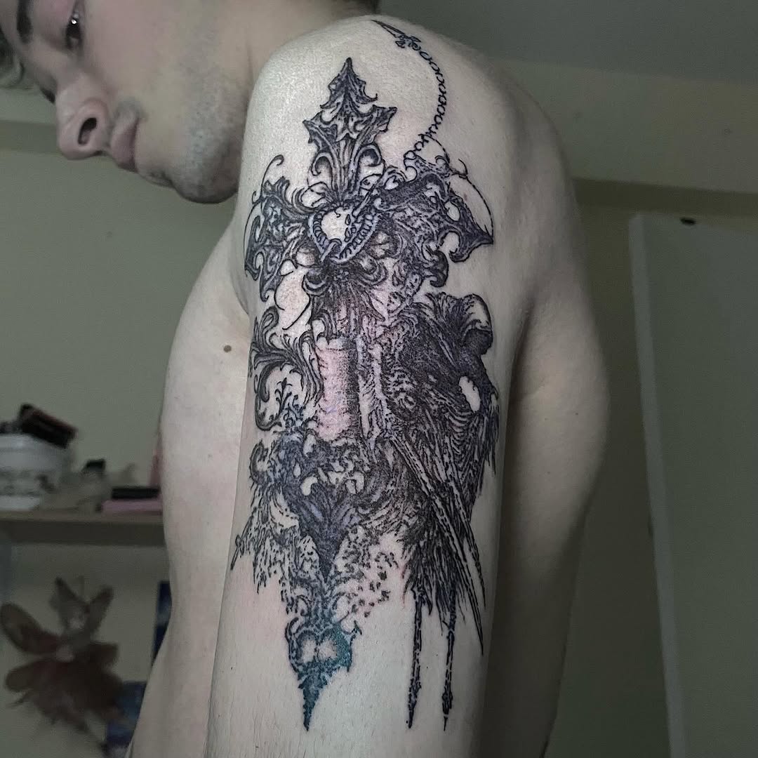 Tattoo by @sangresuciia — blackwork, dark_realism