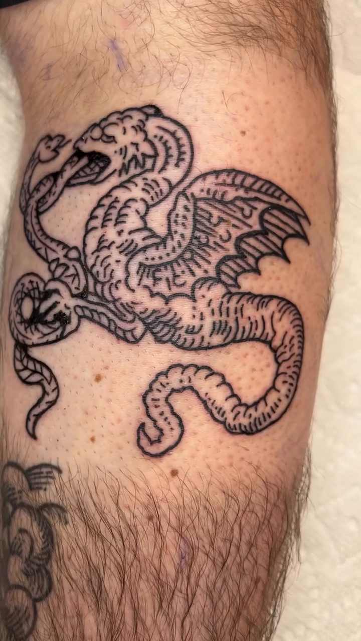 Tattoo by @coyotejo.tattoo — blackwork, illustrative