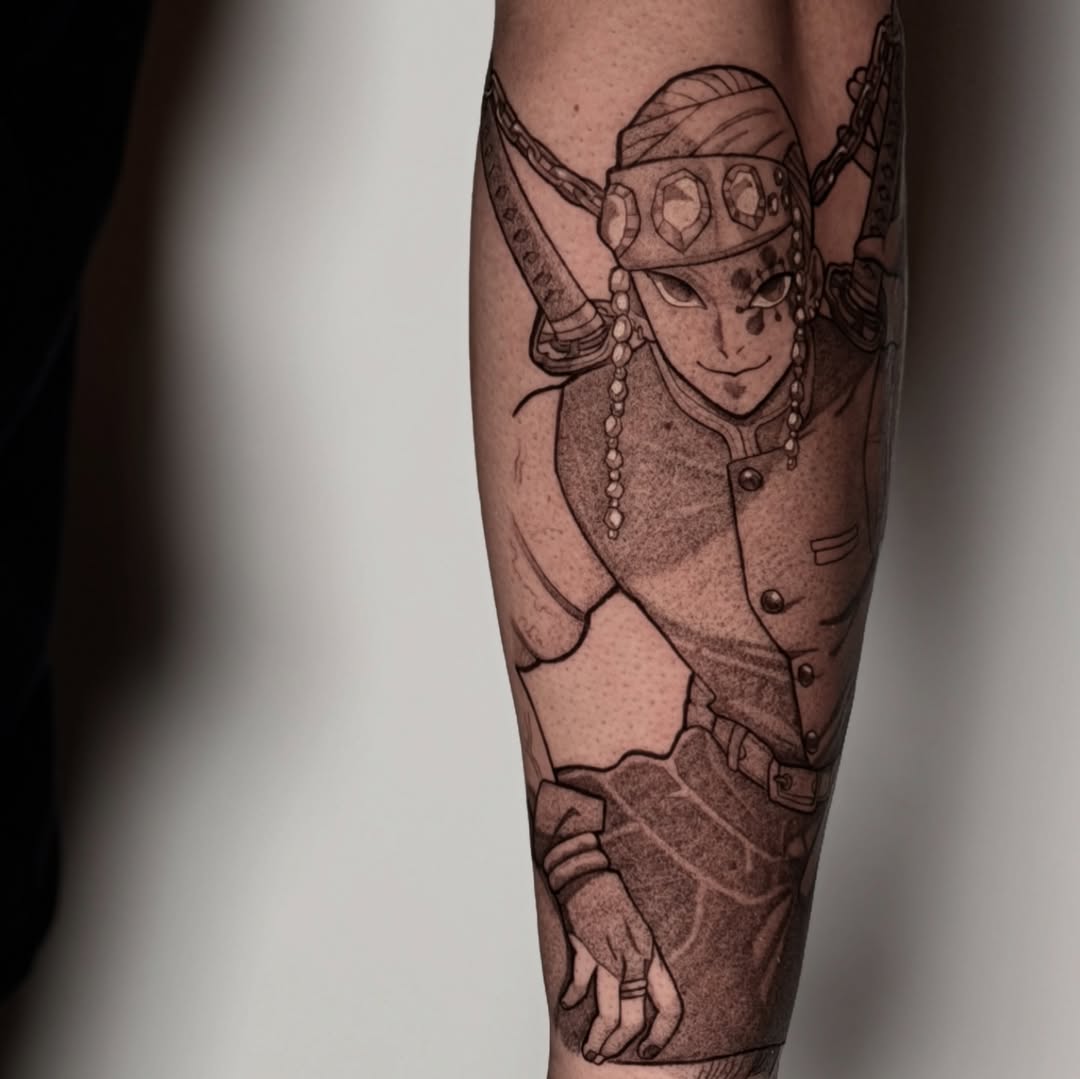 Tattoo by @rachelbelltattoo — illustrative, dotwork