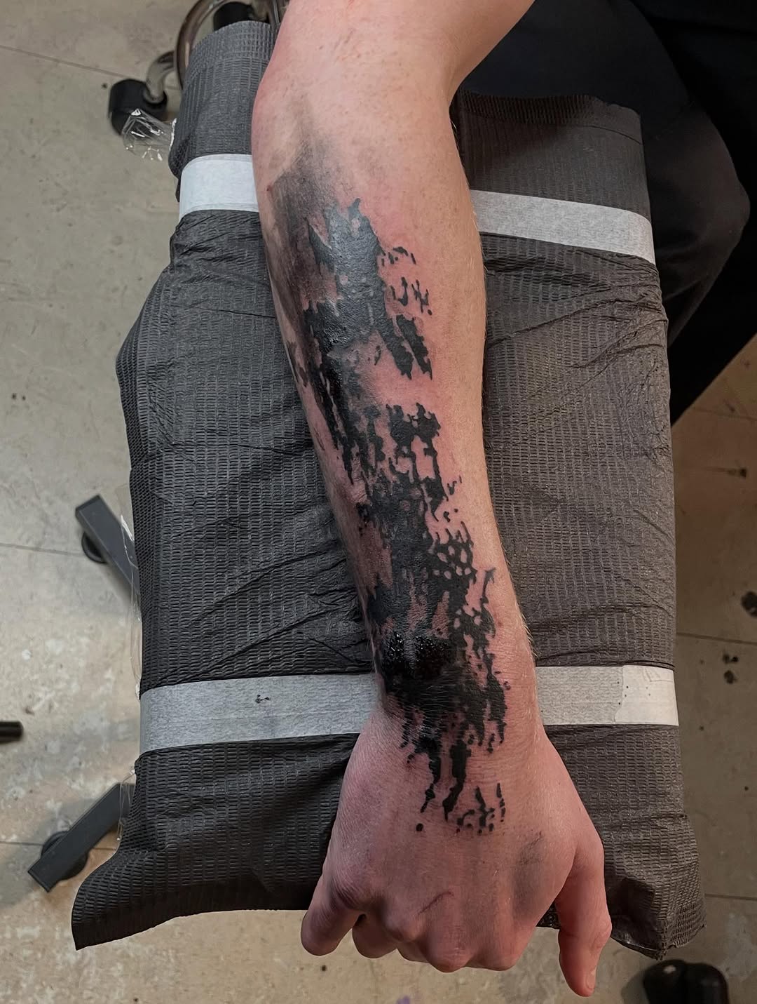 Tattoo by @emotionalthugtattoo — blackwork, abstract