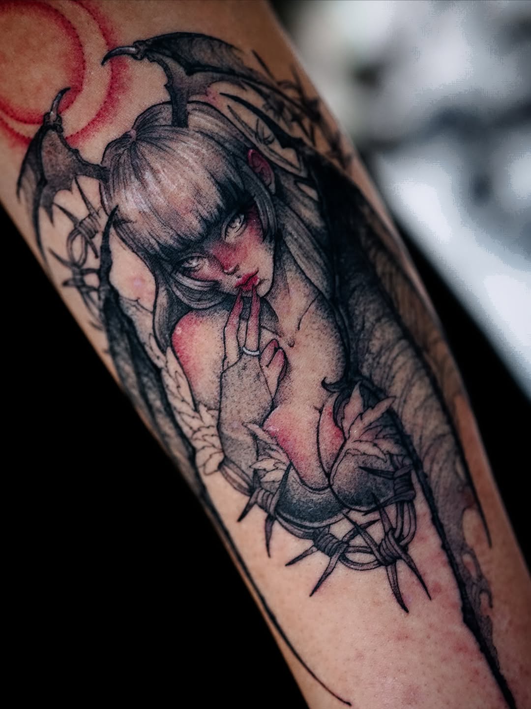 Tattoo by @robotwaifu.ink — dark_realism, blackwork