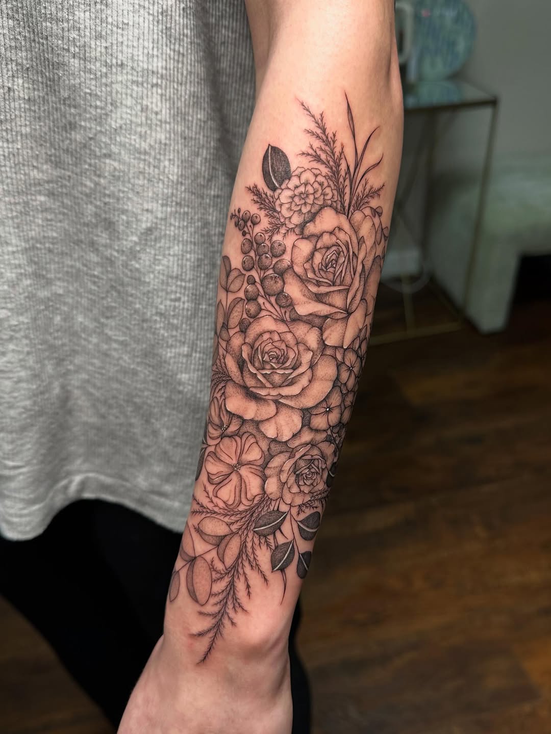 Tattoo by @bboujeeink2 — black_and_grey, dotwork