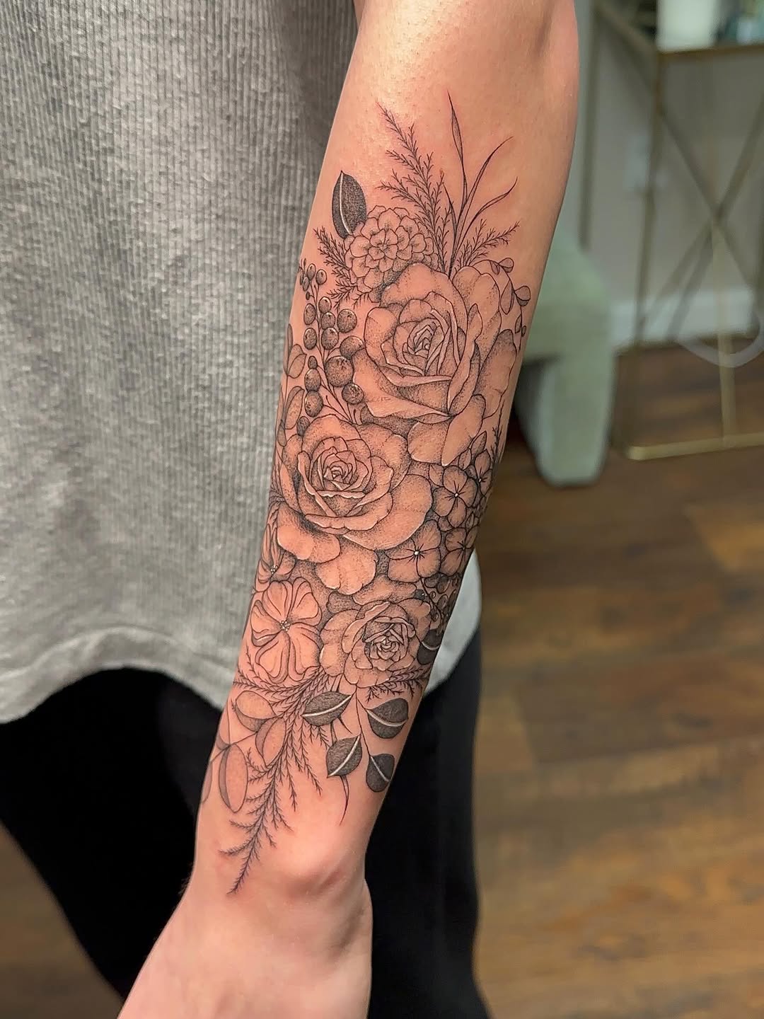 Tattoo by @bboujeeink2 — fine_line, black_and_grey