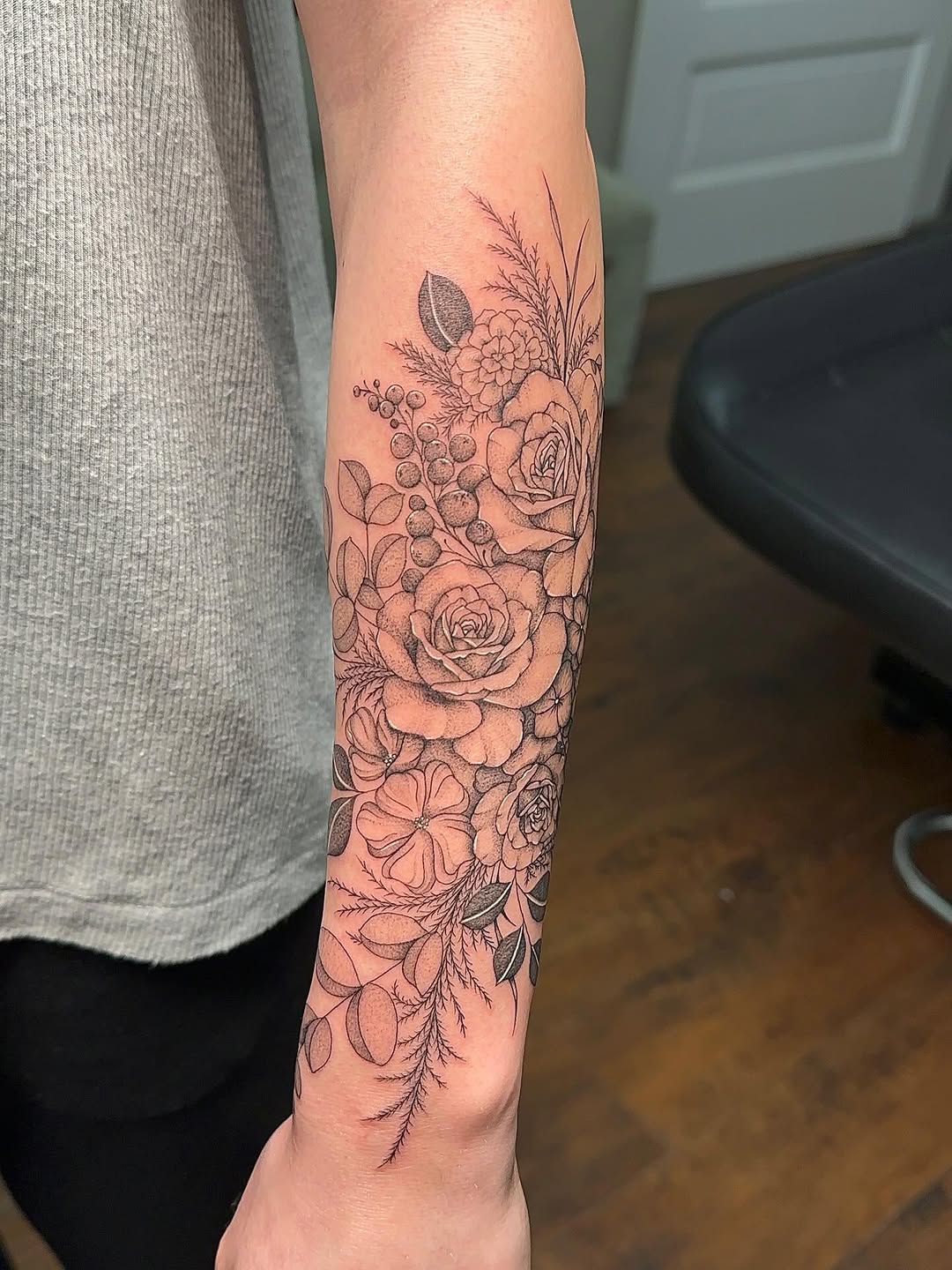 Tattoo by @bboujeeink2 — fine_line, black_and_grey