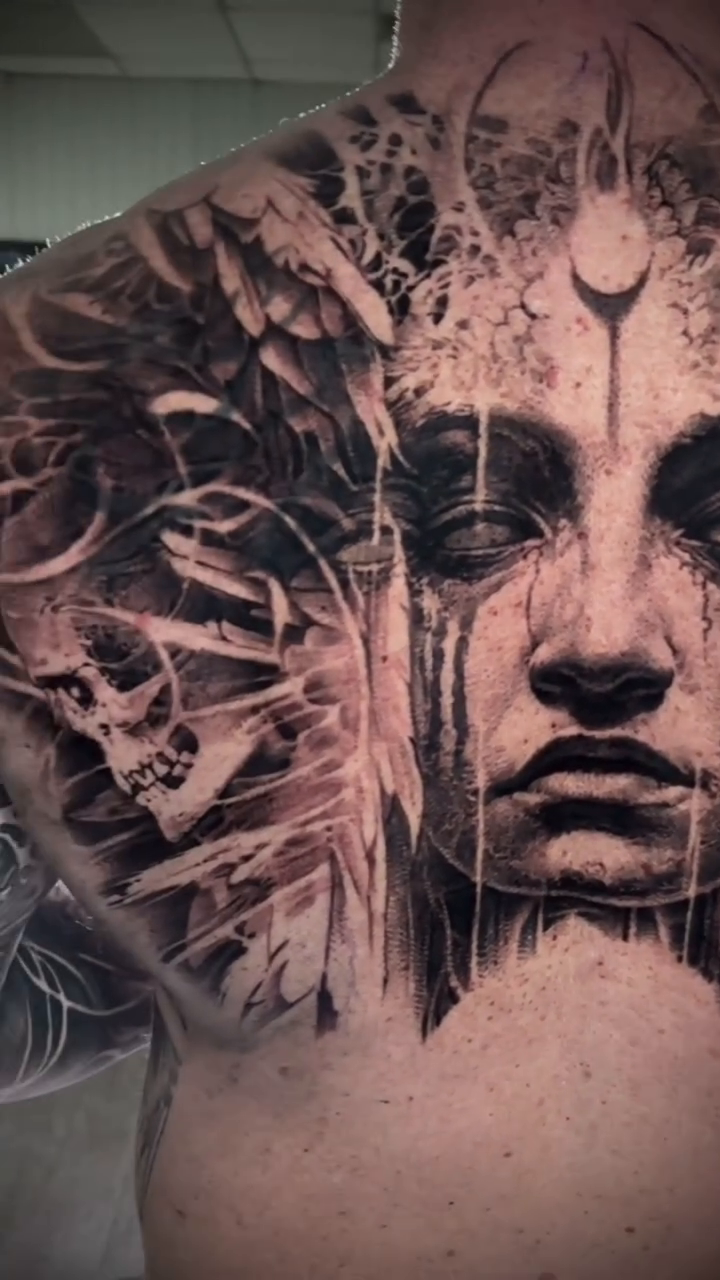 Tattoo by @robbylatos — dark_realism, black_and_grey