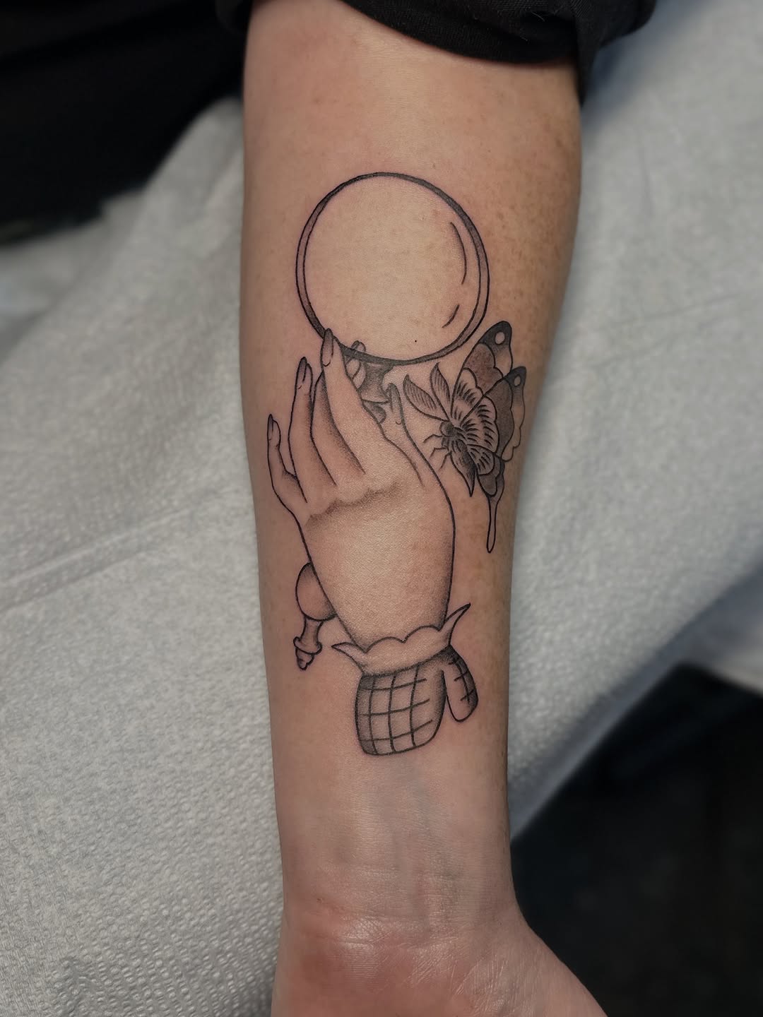 Tattoo by @dairyfree.milf — fine_line, black_and_grey
