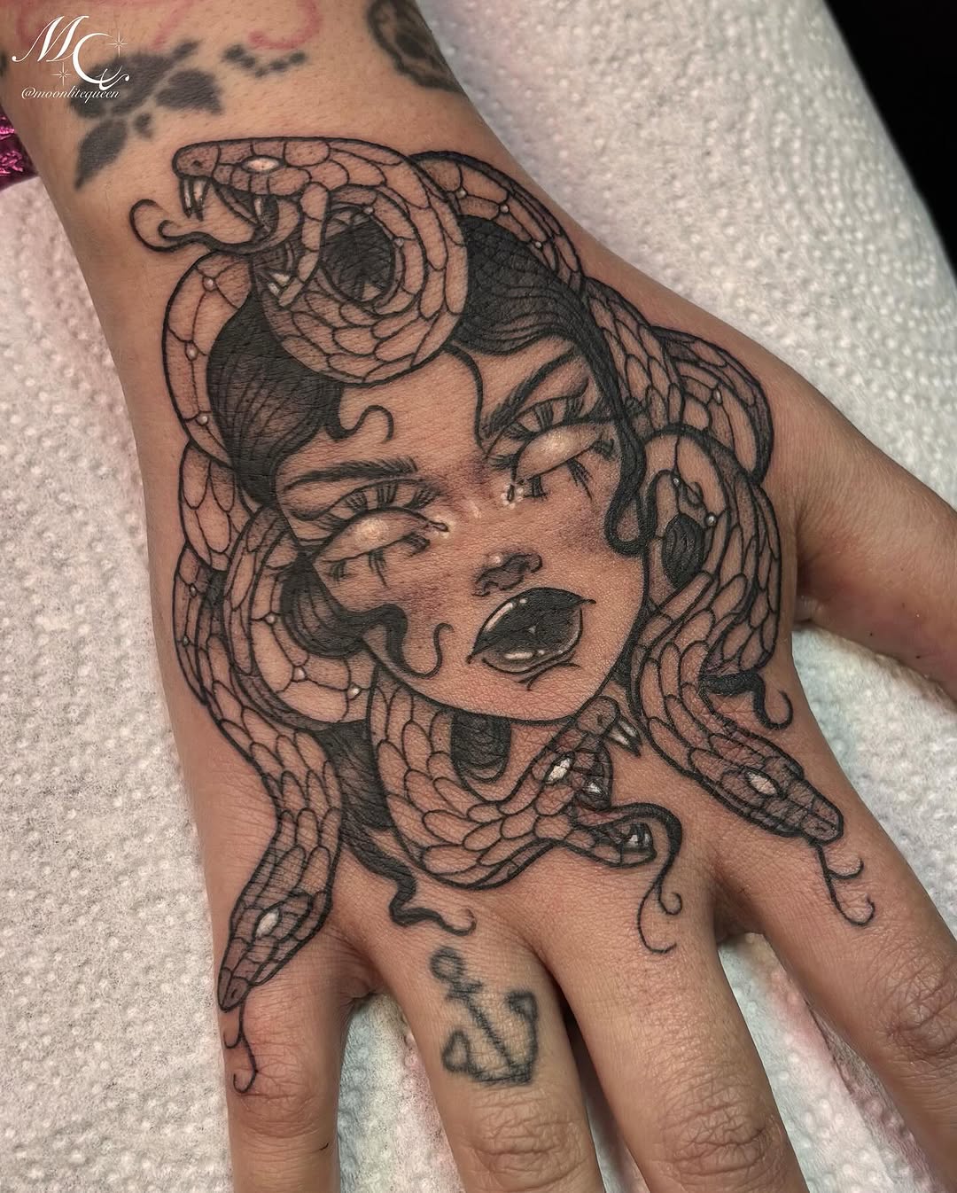 Tattoo by @moonlitequeentattooist — black_and_grey, neo_traditional