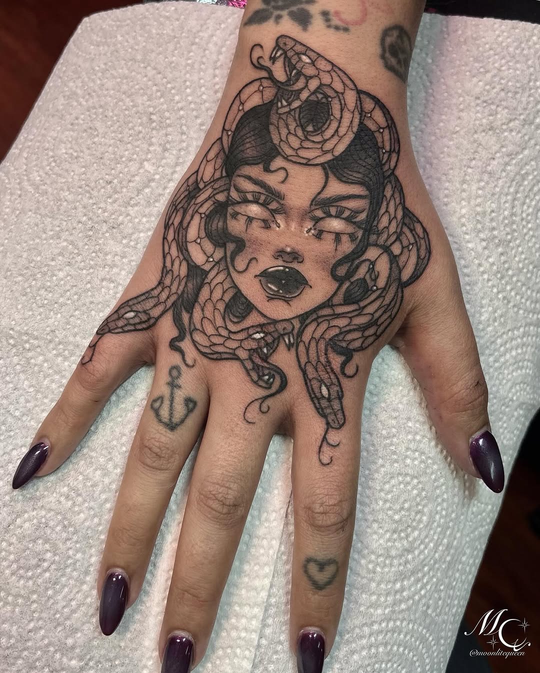 Tattoo by @moonlitequeentattooist — black_and_grey, chicano