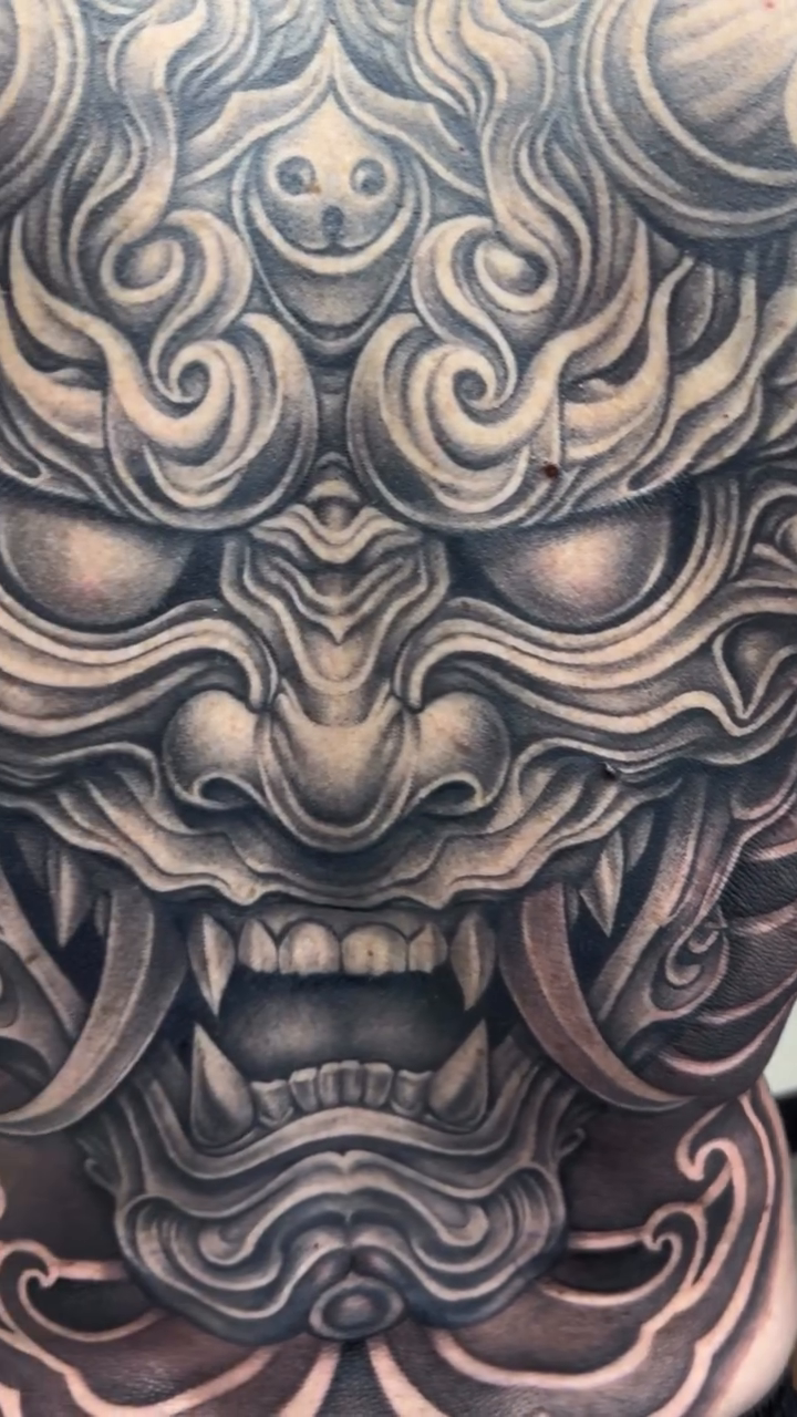 Tattoo by @rtk_tats — japanese_irezumi, black_and_grey