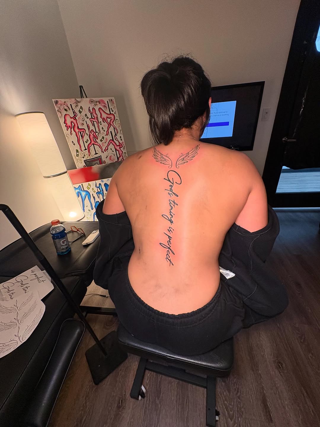 Tattoo by @mariamancc โ lettering_script, fine_line