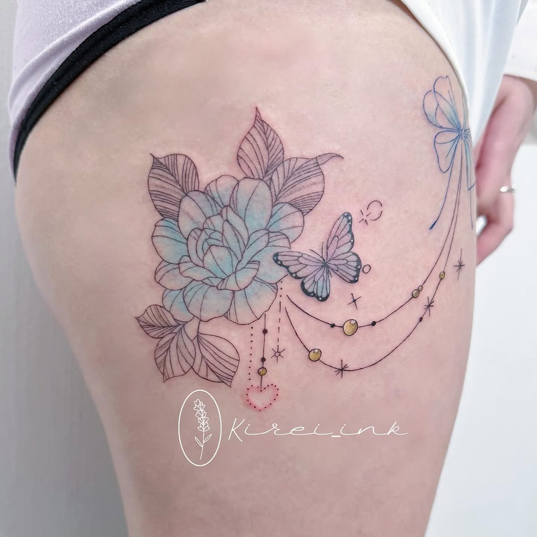Tattoo by @kireiink_rose — fine_line, dotwork