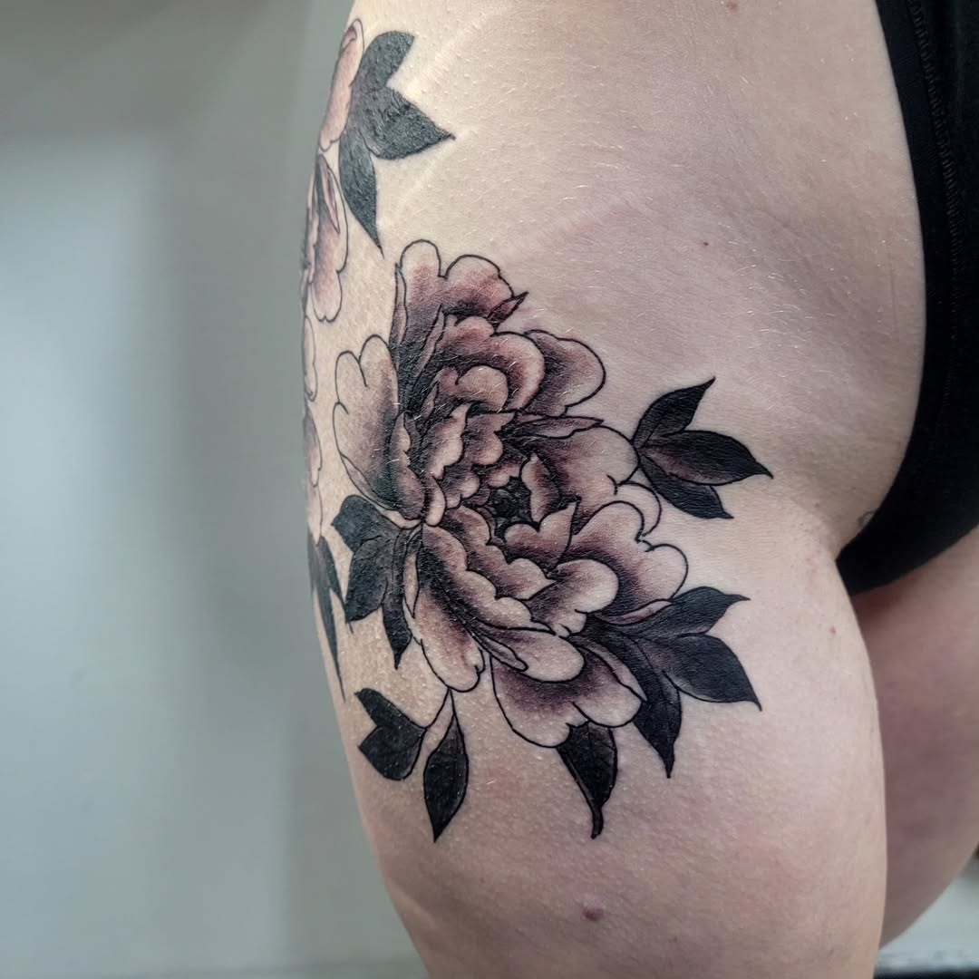 Tattoo by @painforsaletattooing_ — black_and_grey, realism
