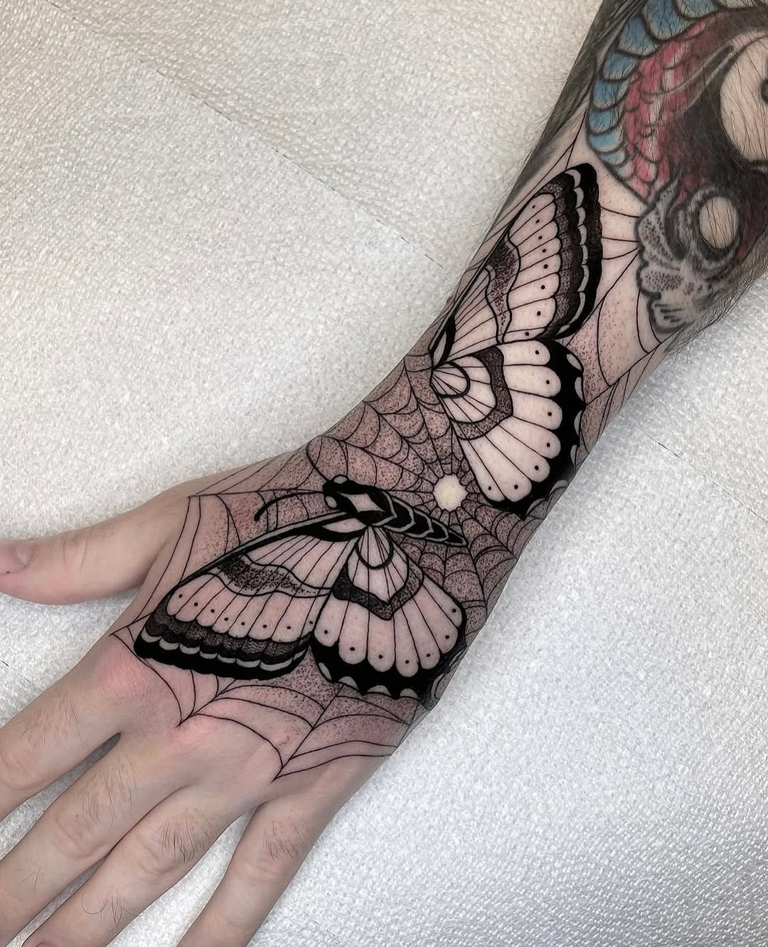 Tattoo by @robbiepina — black_and_grey, dotwork