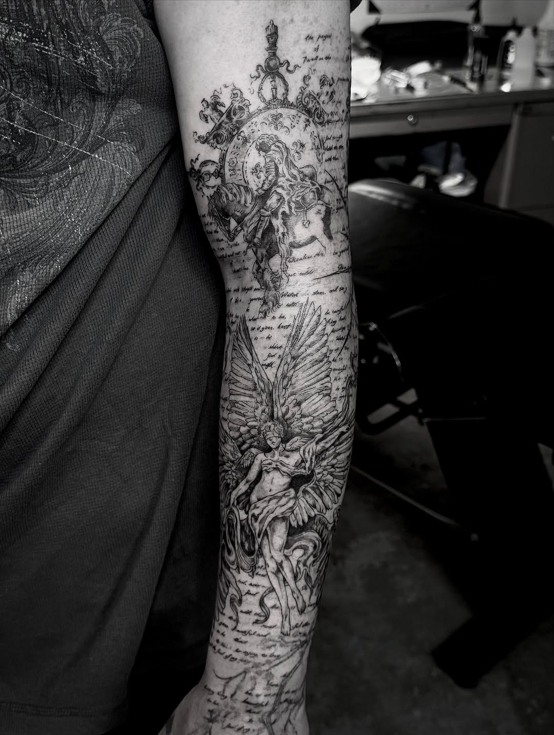 Tattoo by @quinstattoos — black_and_grey