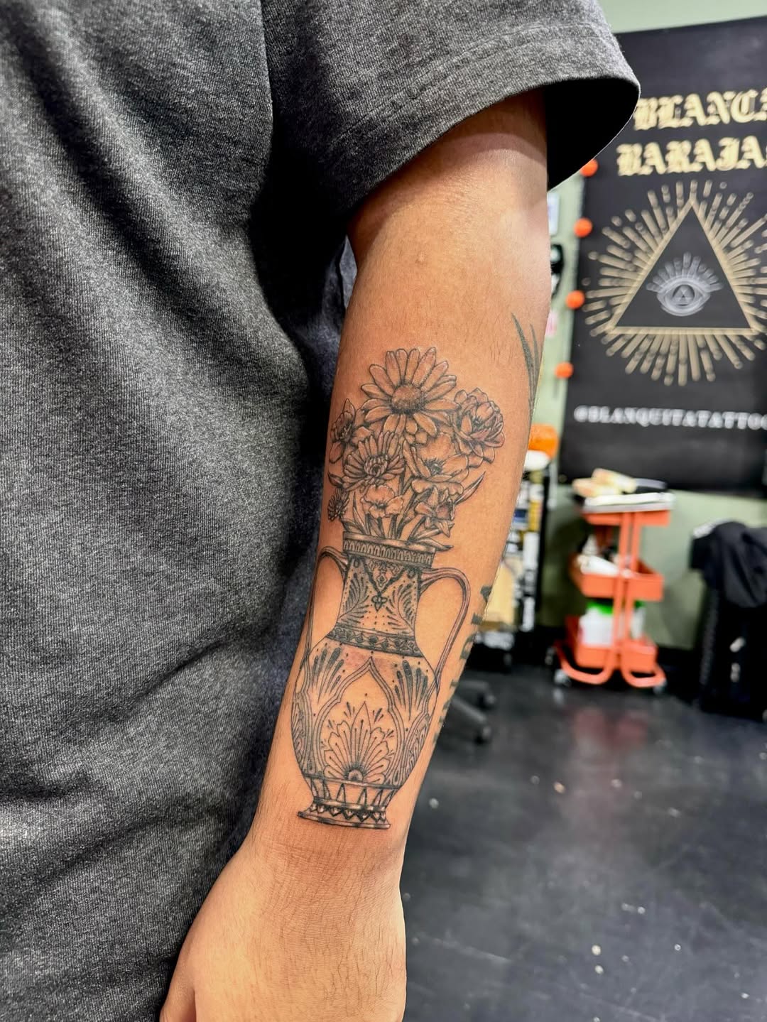 Tattoo by @kenzietattoos — illustrative, black_and_grey