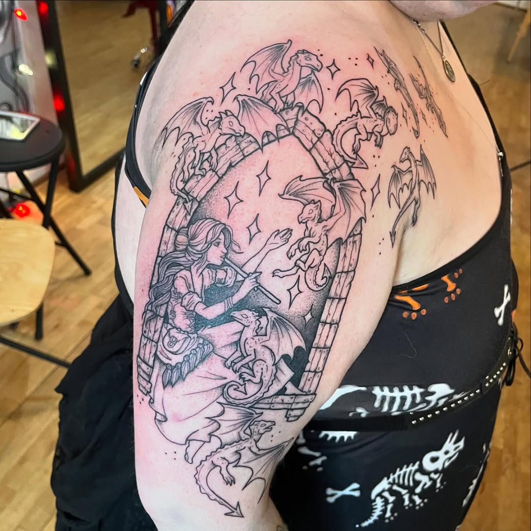 Tattoo by @tattoos.by.olivia β illustrative, black_and_grey