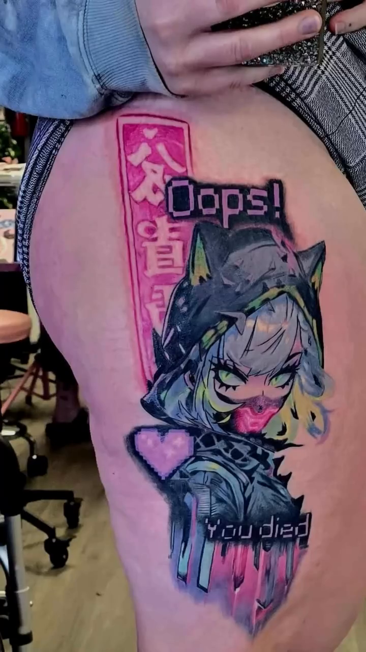 Tattoo by @citykitty.ink β anime, trash_polka