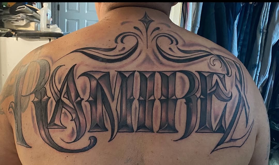 Tattoo by @ilovetattoomobile — lettering_script, black_and_grey