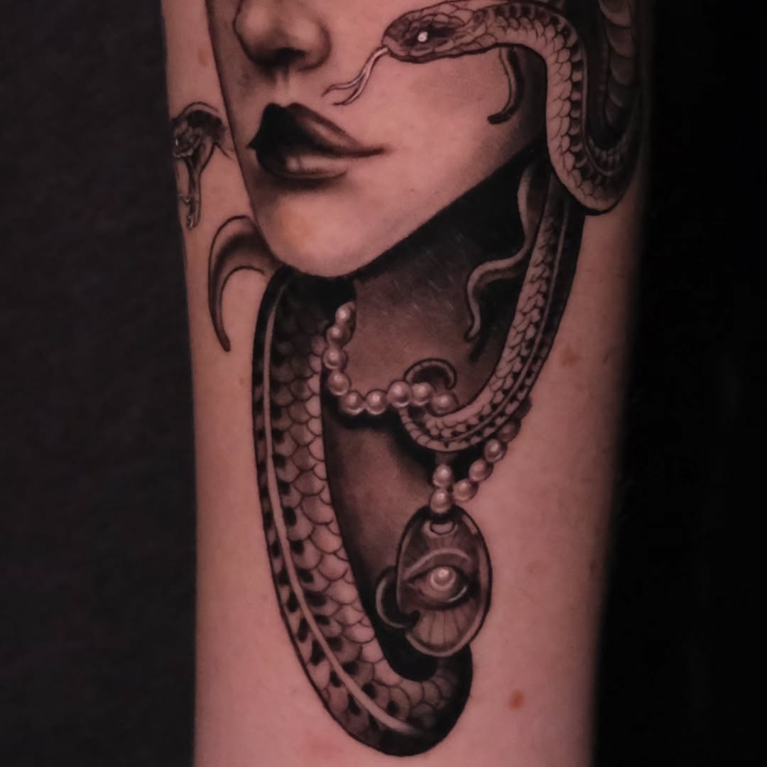 Tattoo by @graywashtash — black_and_grey, realism