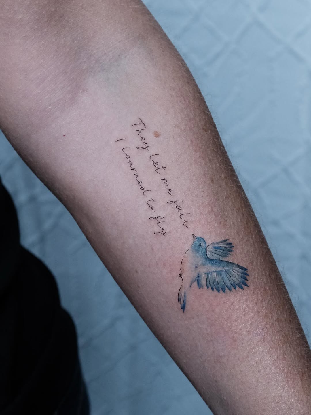 Tattoo by @apes.ttt โ lettering_script, watercolor