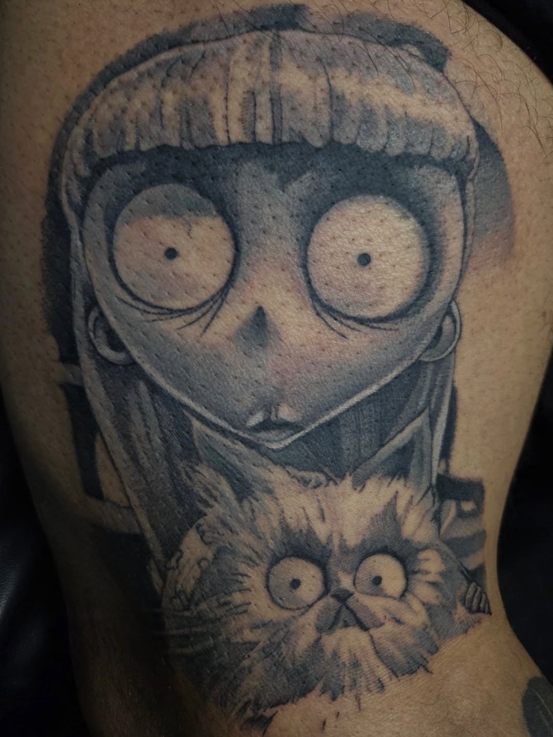 Tattoo by @batbonez — black_and_grey, realism