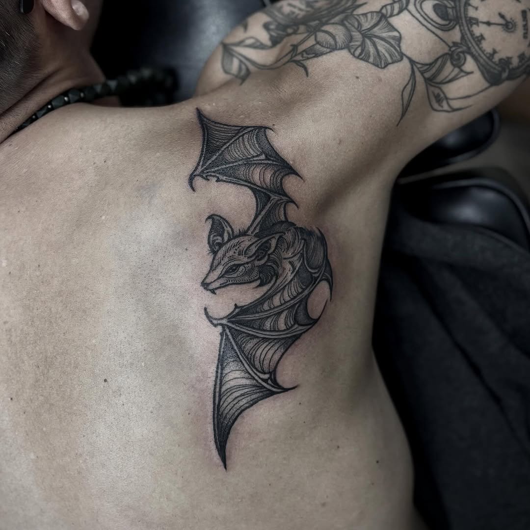 Tattoo by @taylornicoletattoos — blackwork, illustrative