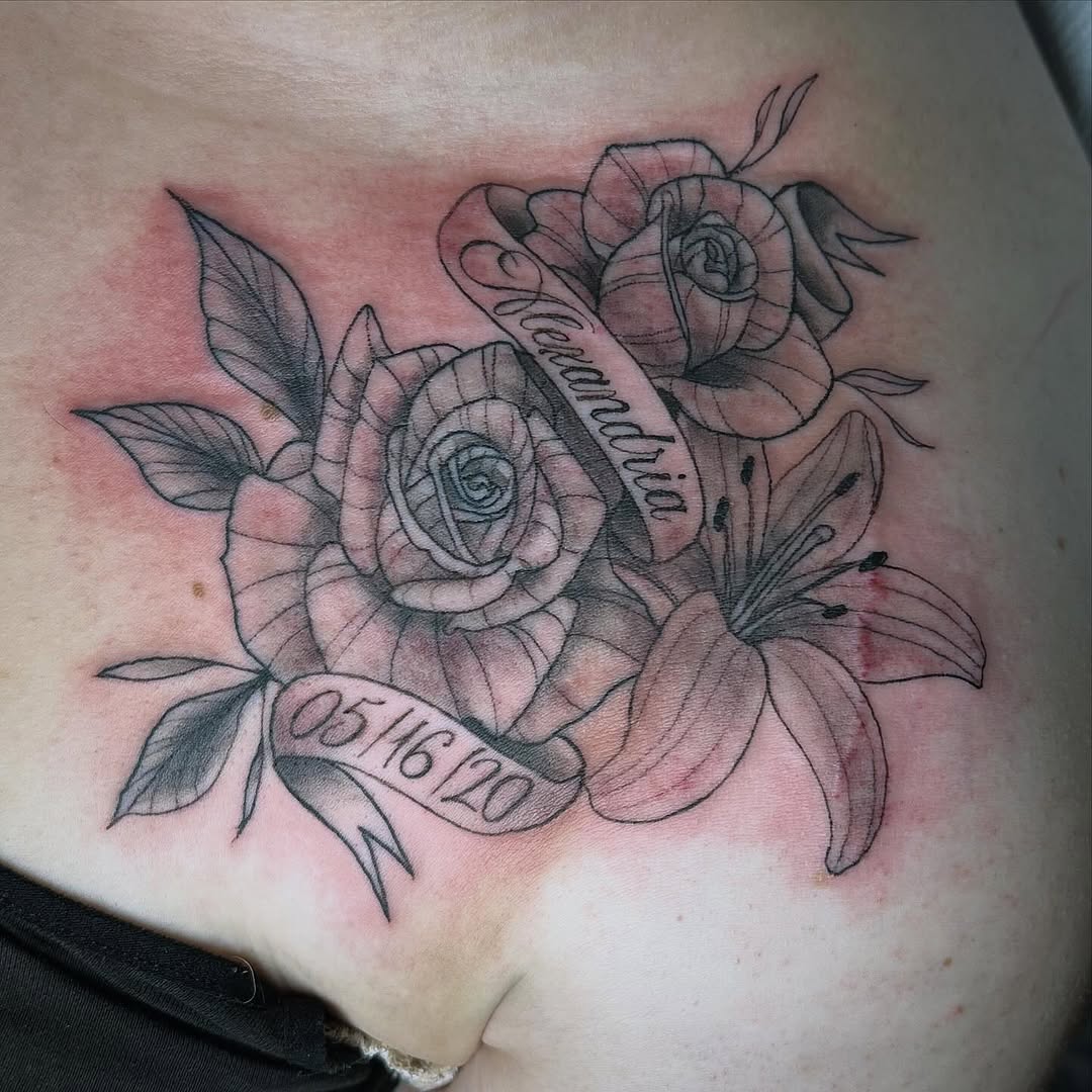 Tattoo by @tattoos_near_me — black_and_grey, lettering_script
