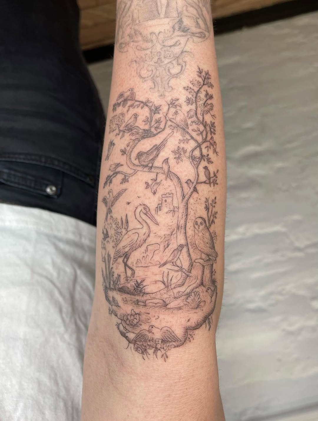 Tattoo by @fantasyandfuntattoo — illustrative, black_and_grey