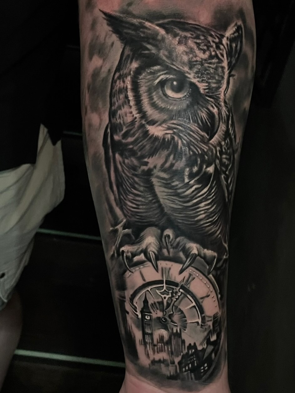 Tattoo by @ghostmantattoo — realism, black_and_grey