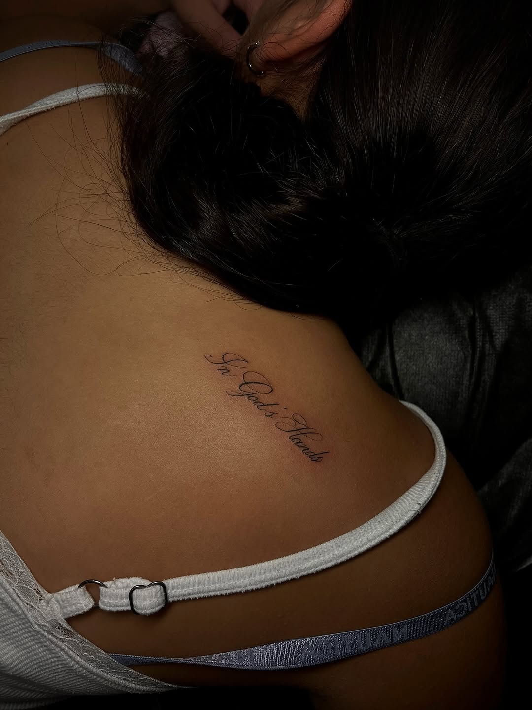 Tattoo by @tattedbymk — lettering_script, fine_line