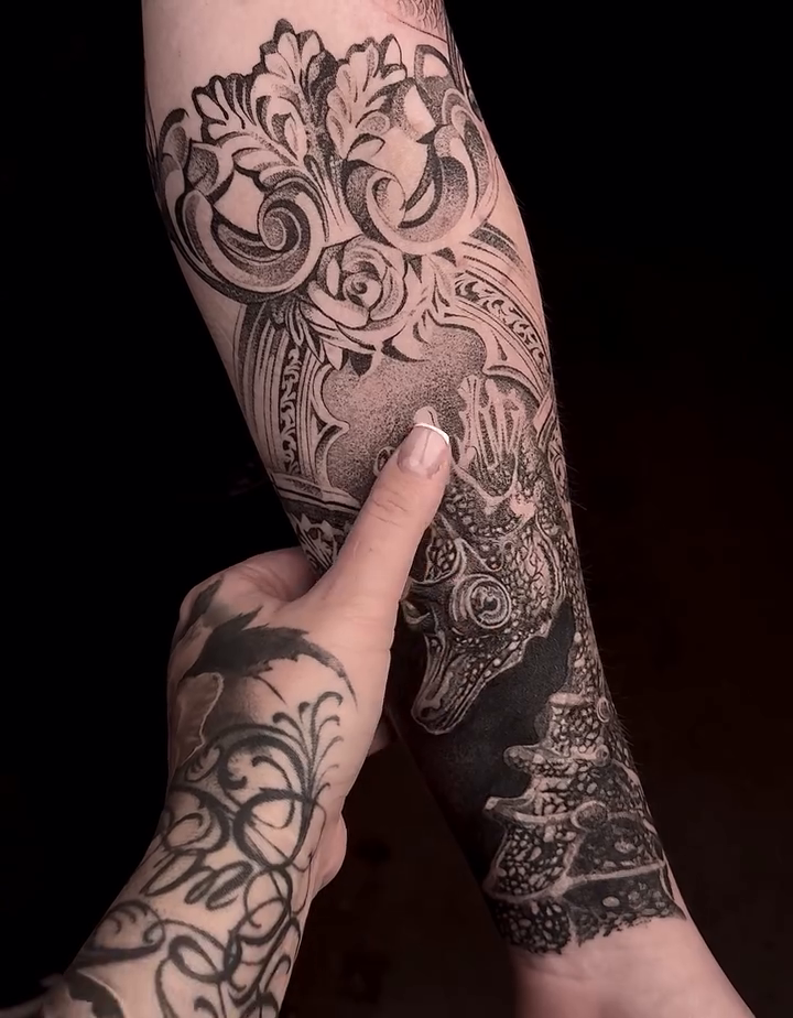 Tattoo by @lissfoxy β black_and_grey, ornamental