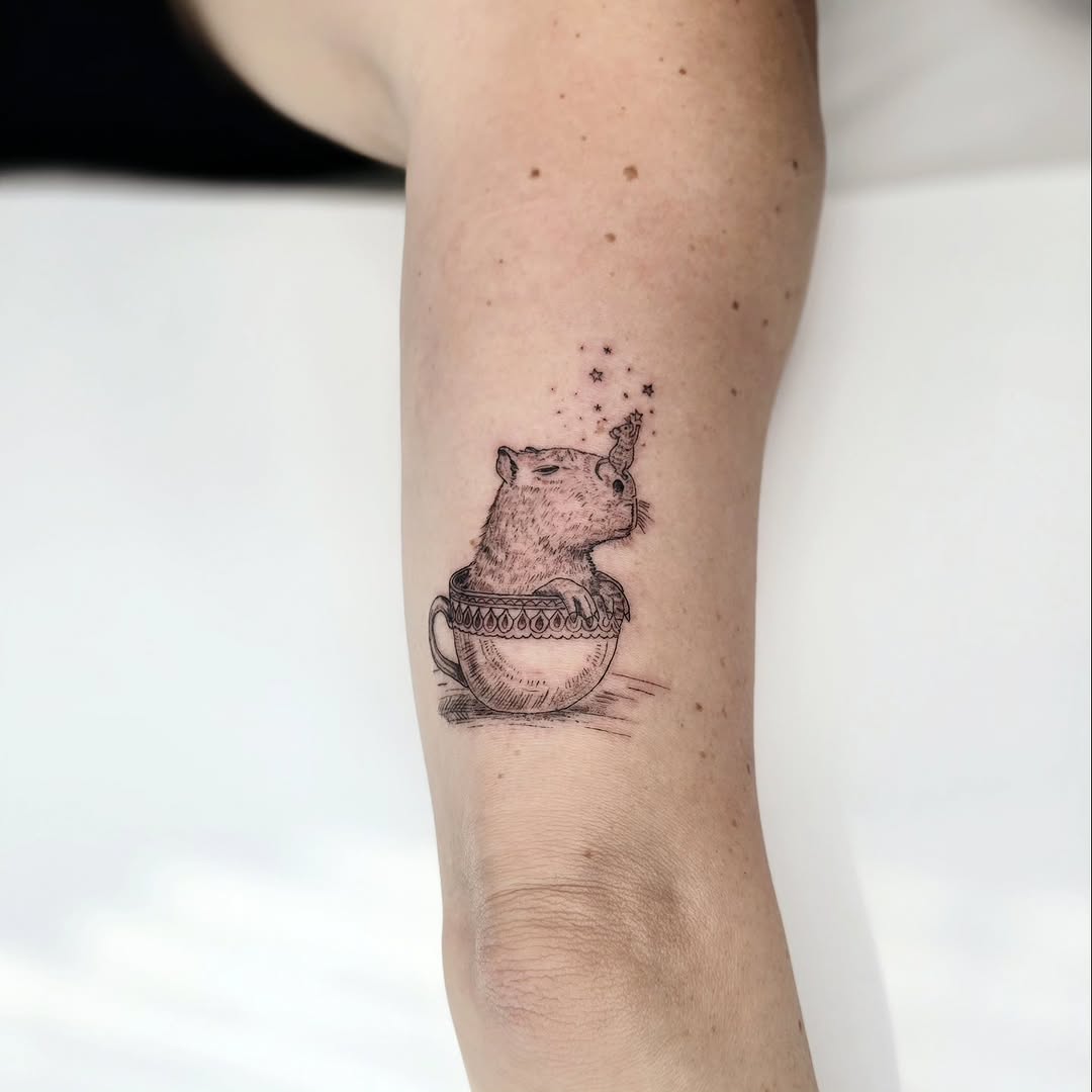 Tattoo by @browtech.joel — illustrative, dotwork