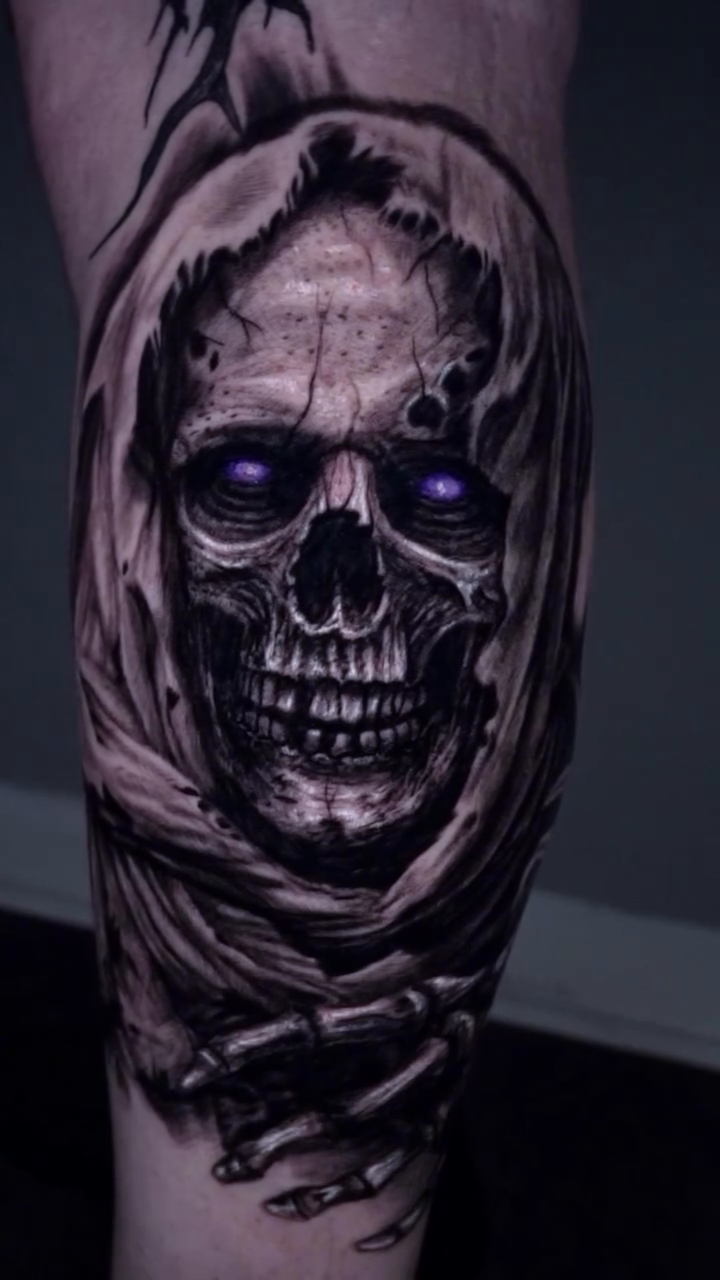 Tattoo by @devinmullentattoos — dark_realism, black_and_grey