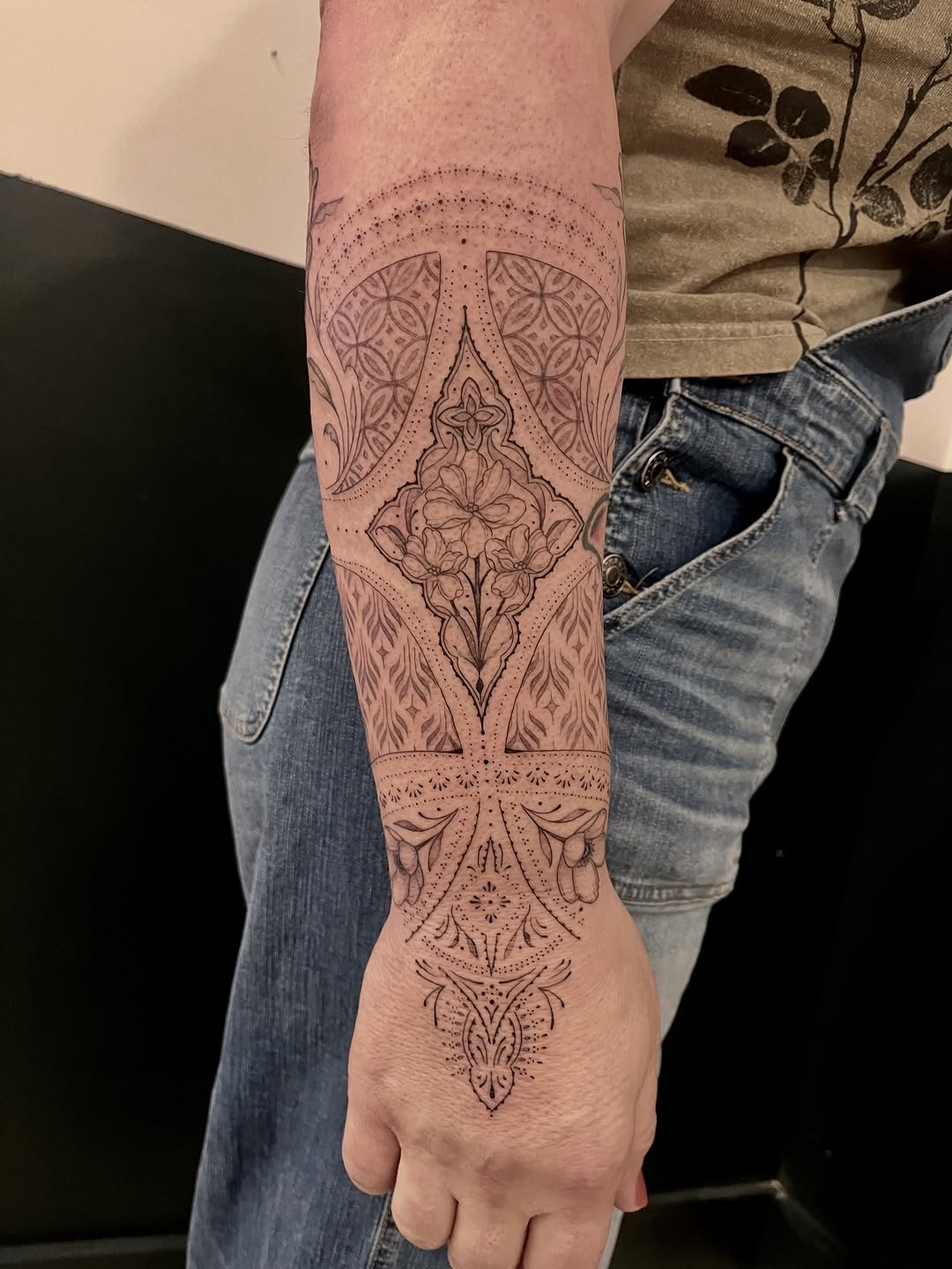Tattoo by @lo_gwynn_ink — dotwork, ornamental