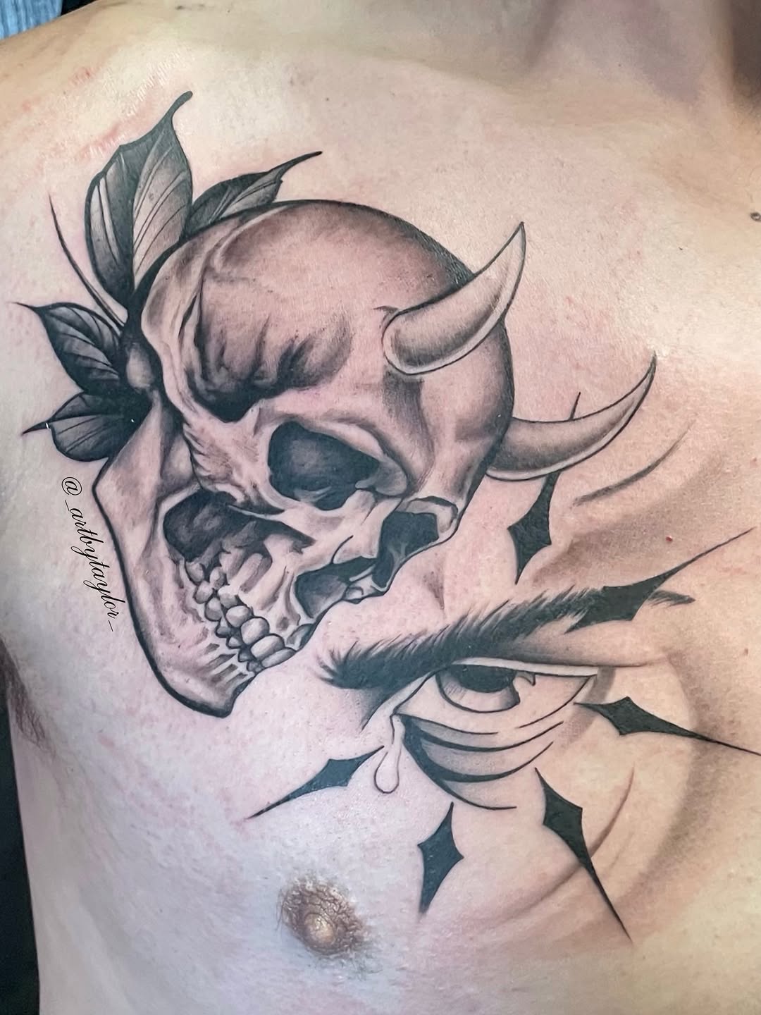 Tattoo by @_artbytaylor_ — black_and_grey, illustrative