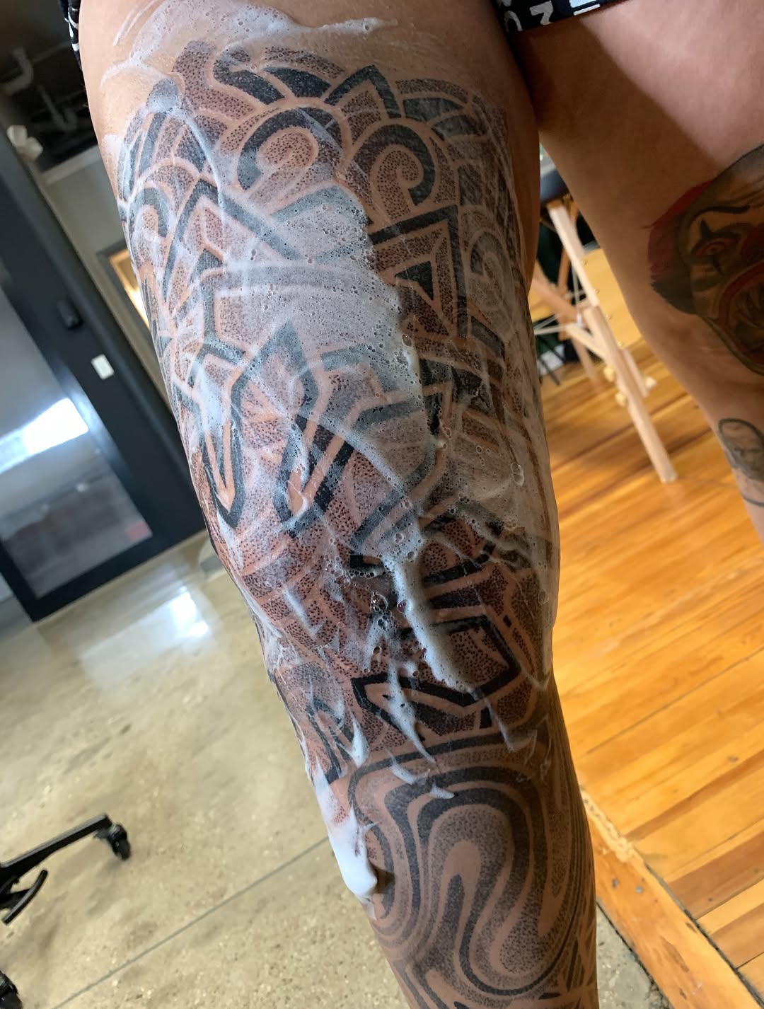 Tattoo by @thebig_rosstattoo — dotwork, geometric