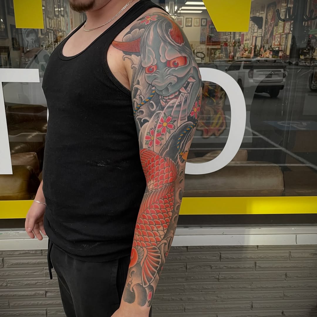 Tattoo by @geddyanderson — japanese_irezumi, black_and_grey