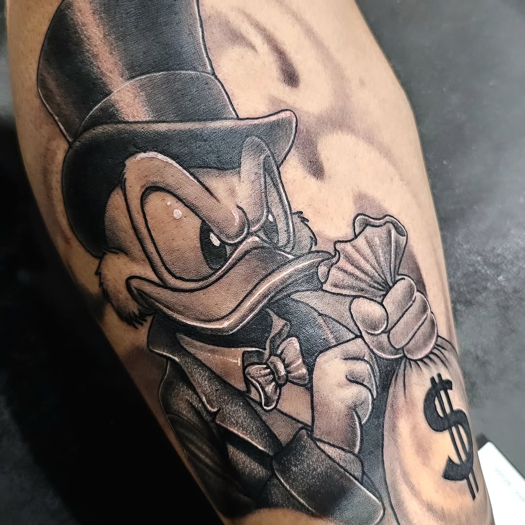 Tattoo by @lougottitattoo — black_and_grey, new_school