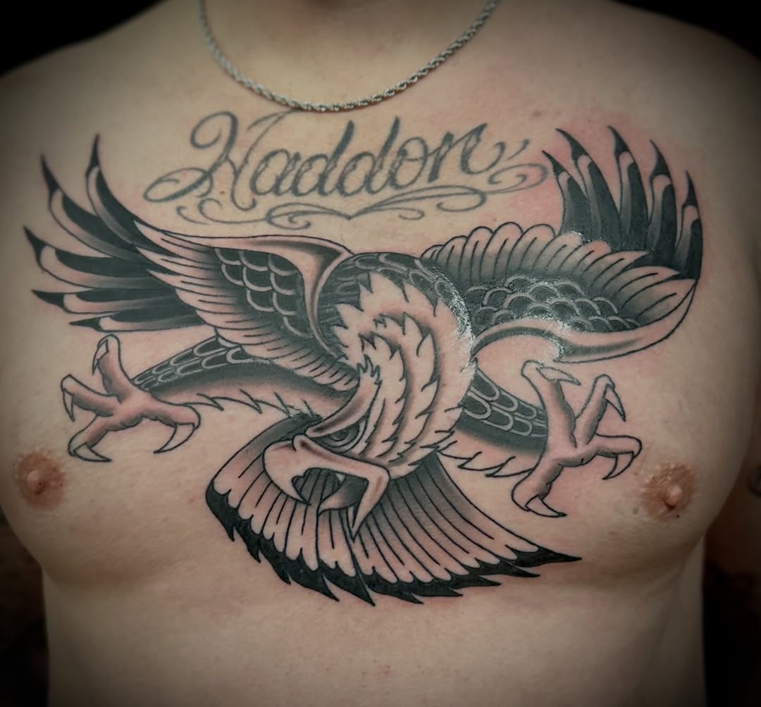 Tattoo by @jrobtattoos — american_traditional, lettering_script