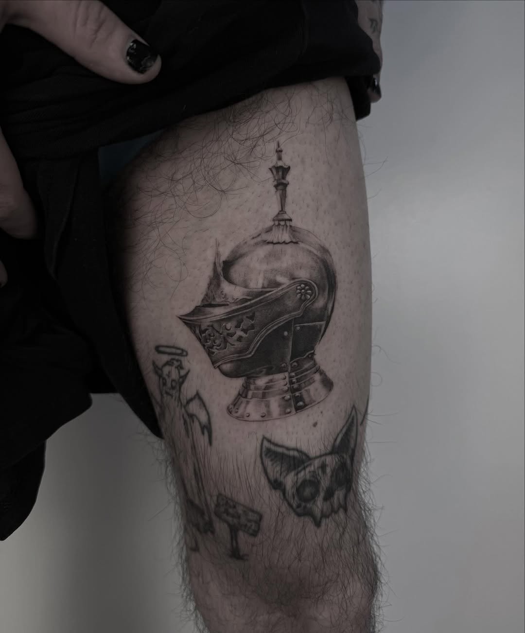 Tattoo by @hellishxtattoos β realism, black_and_grey