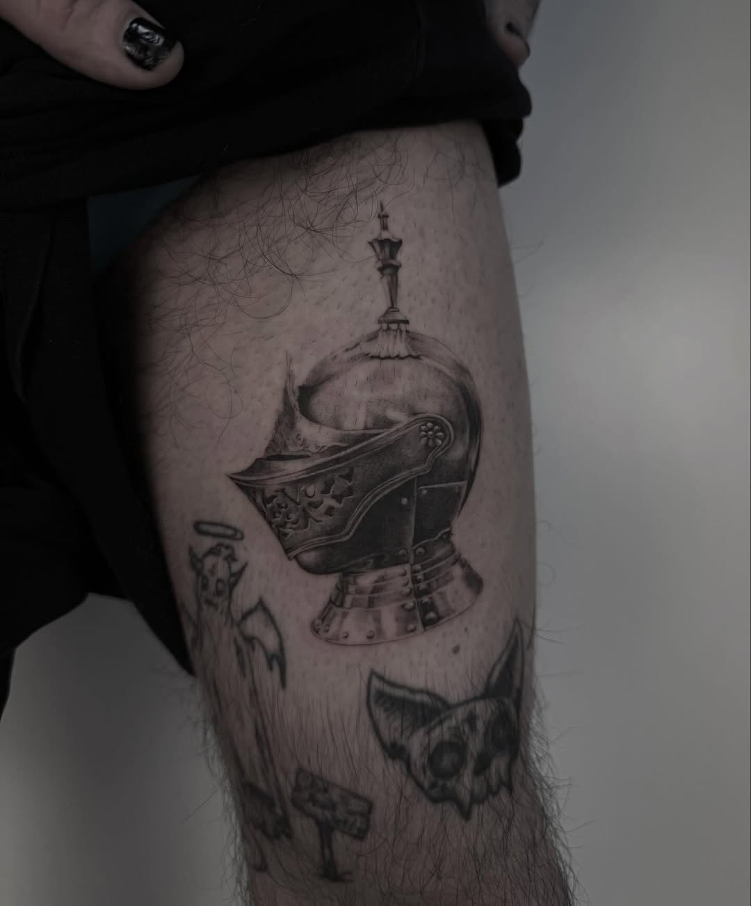 Tattoo by @hellishxtattoos β realism, black_and_grey