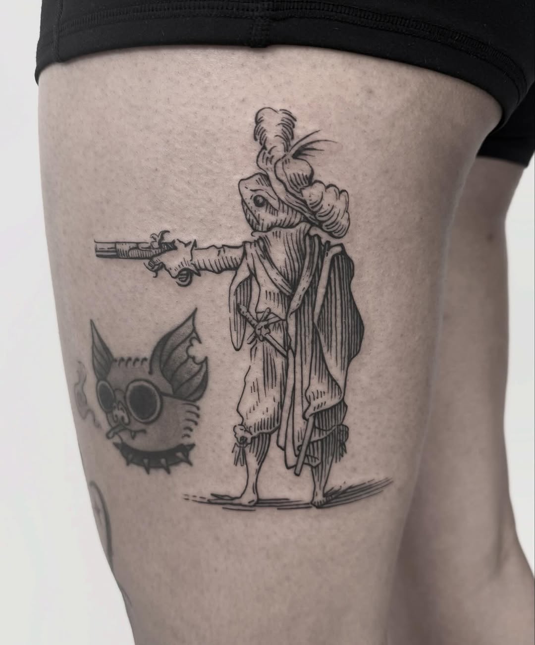 Tattoo by @hellishxtattoos β illustrative, black_and_grey