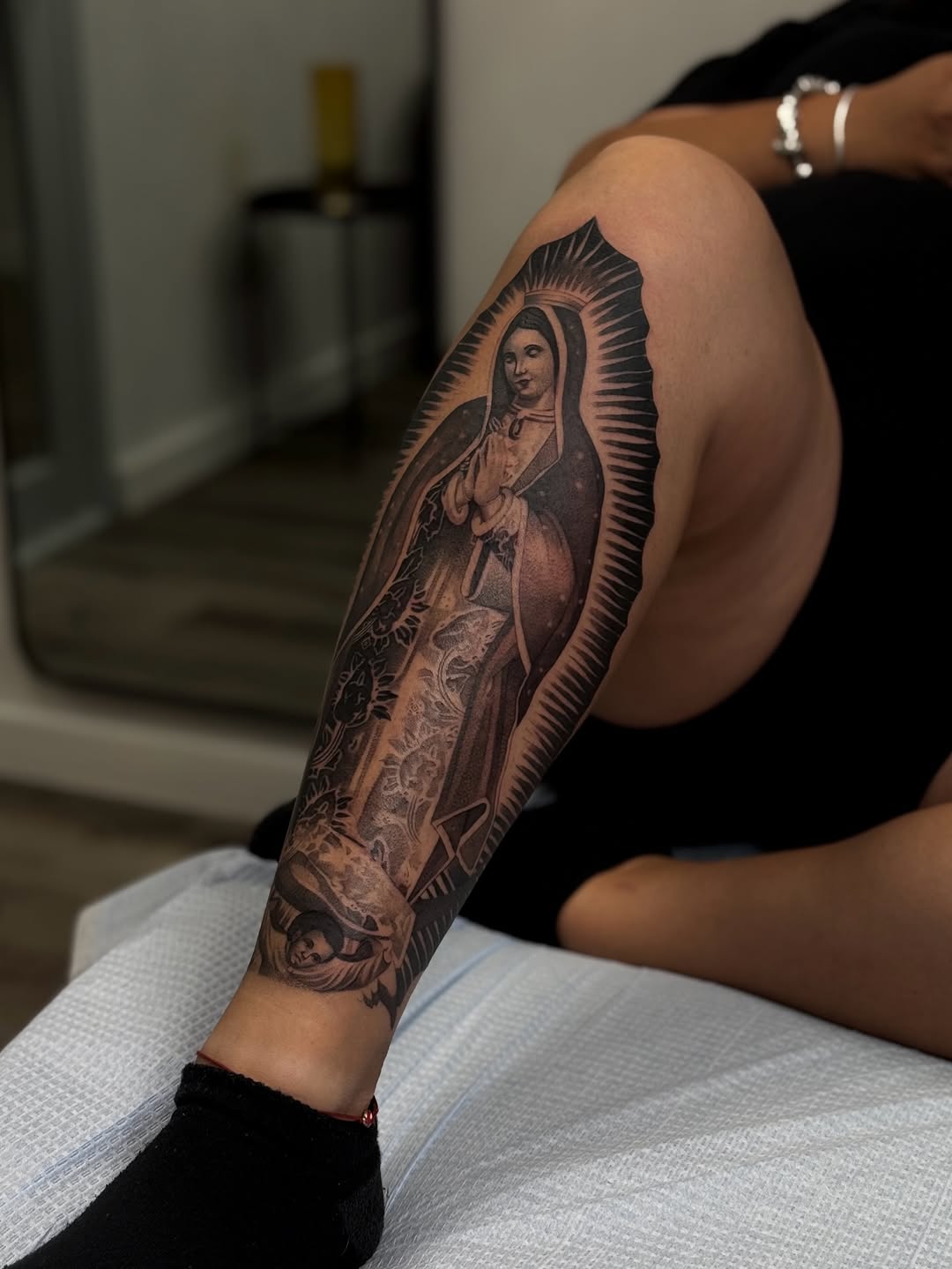 Tattoo by @v.valdivia — black_and_grey, chicano