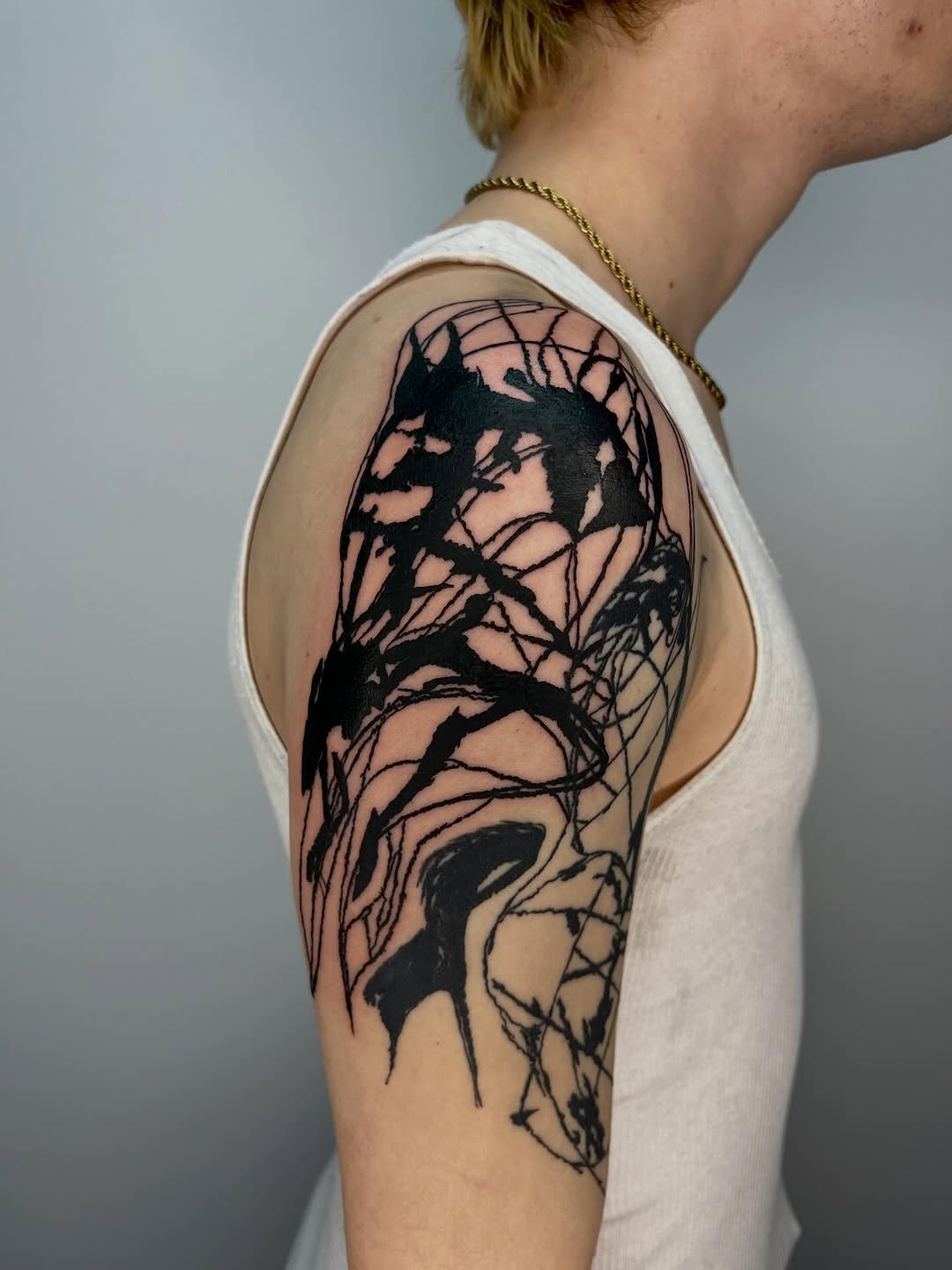 Tattoo by @godsfirmgrip — blackwork, trash_polka