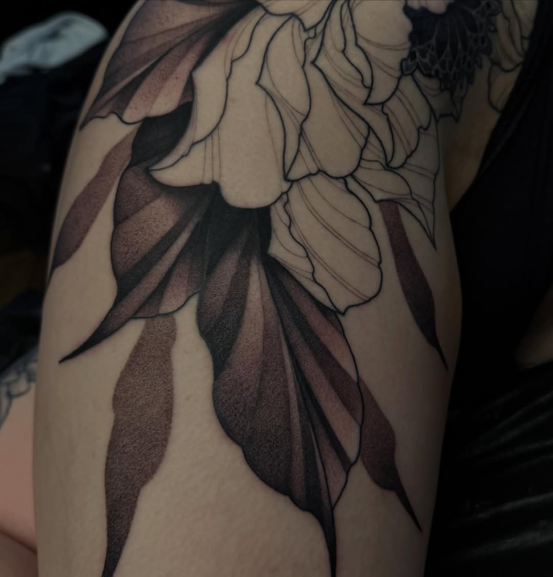 Tattoo by @jymicalkins — black_and_grey, dotwork