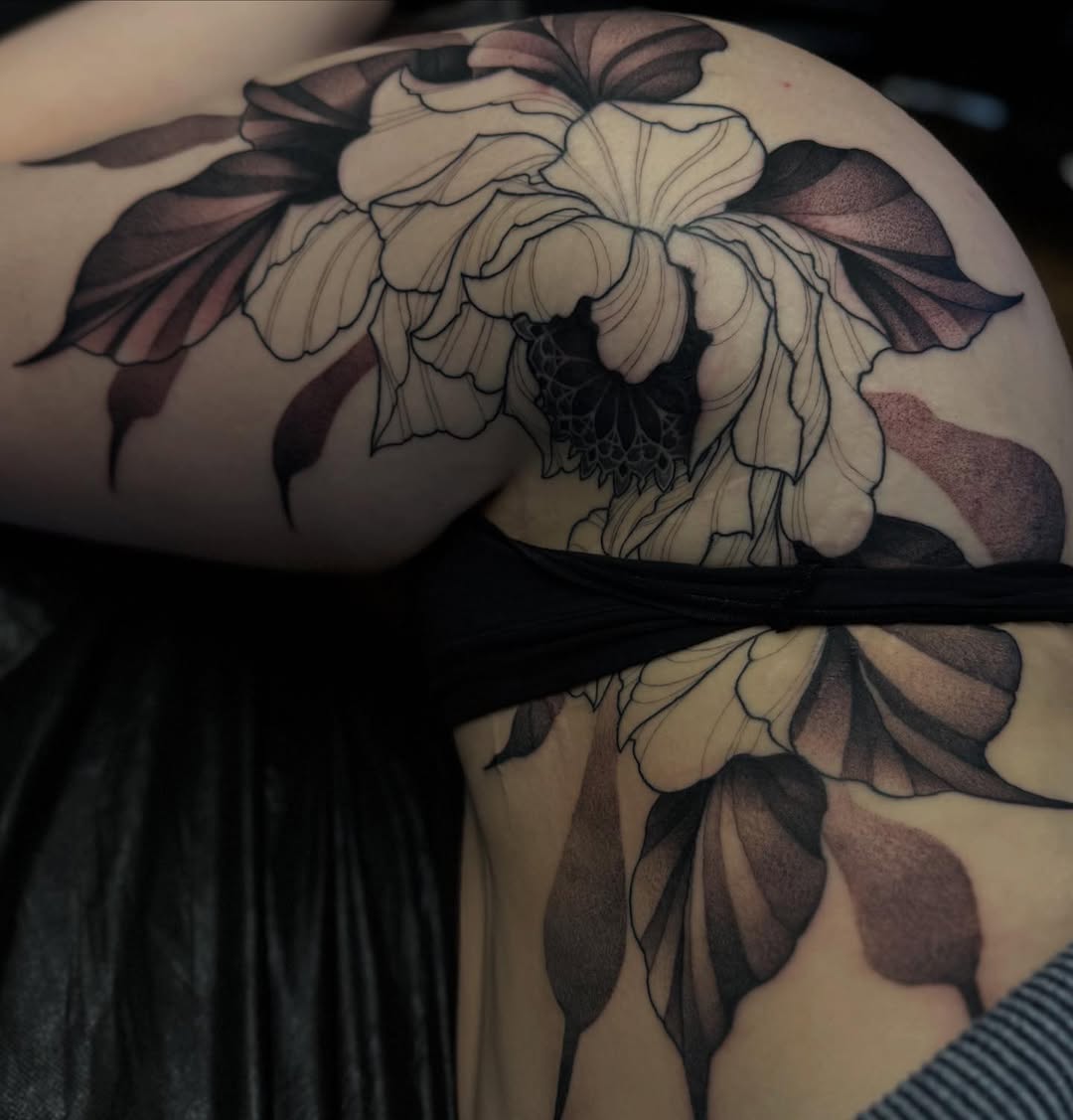Tattoo by @jymicalkins — black_and_grey, dotwork