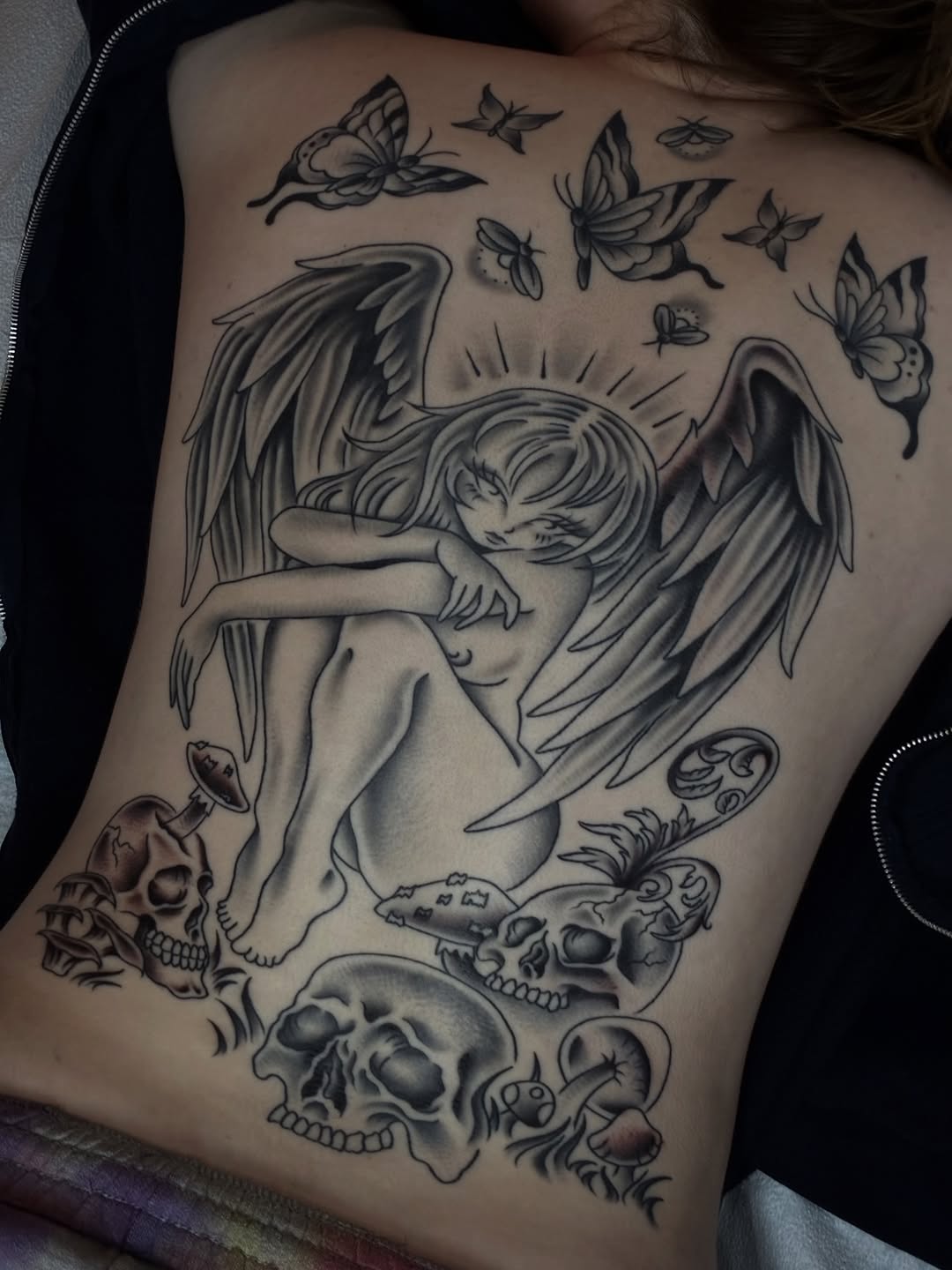 Tattoo by @fake.goth_ โ black_and_grey, dark_realism