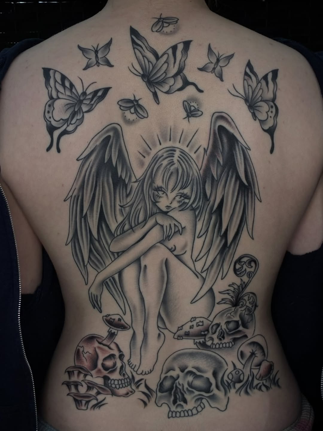 Tattoo by @fake.goth_ โ black_and_grey, dark_realism