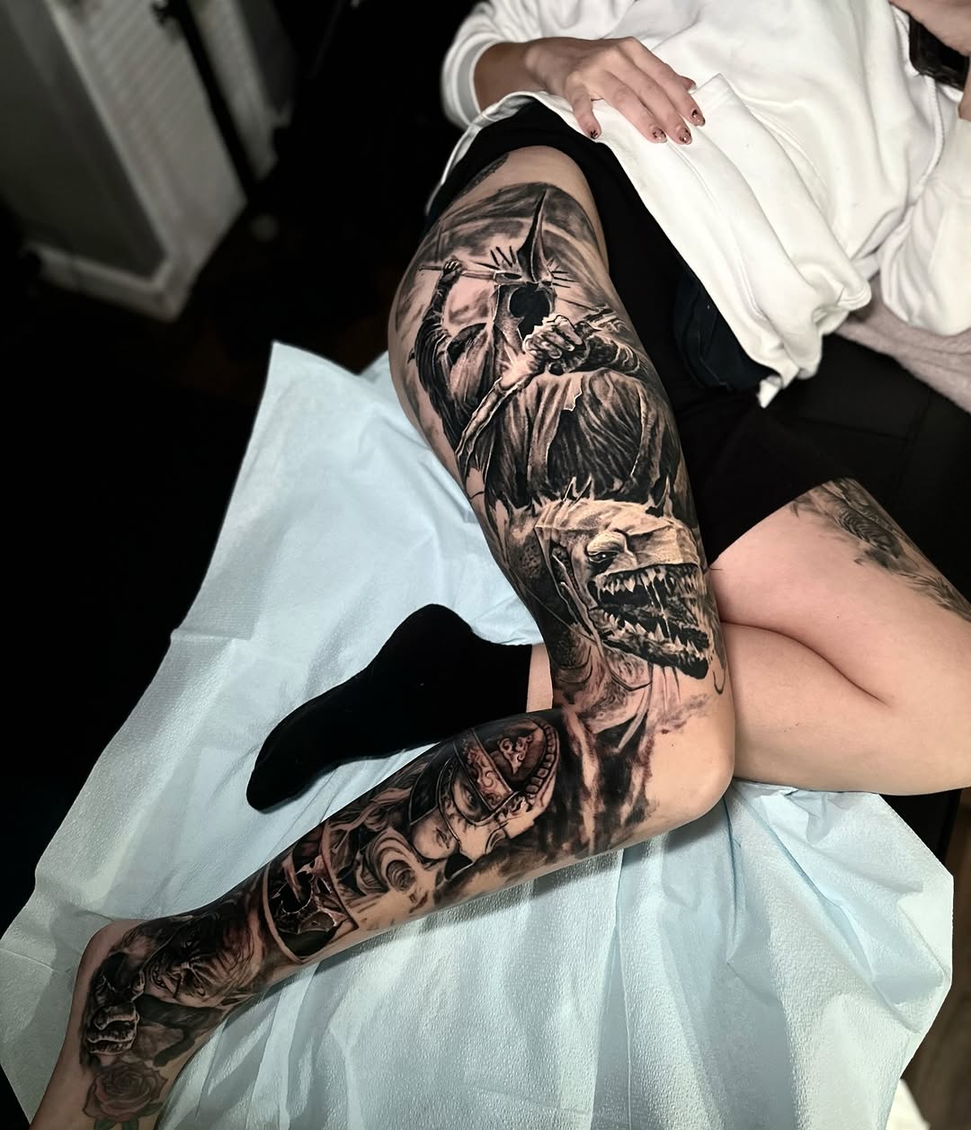 Tattoo by @kmoore_tattoos — black_and_grey, realism