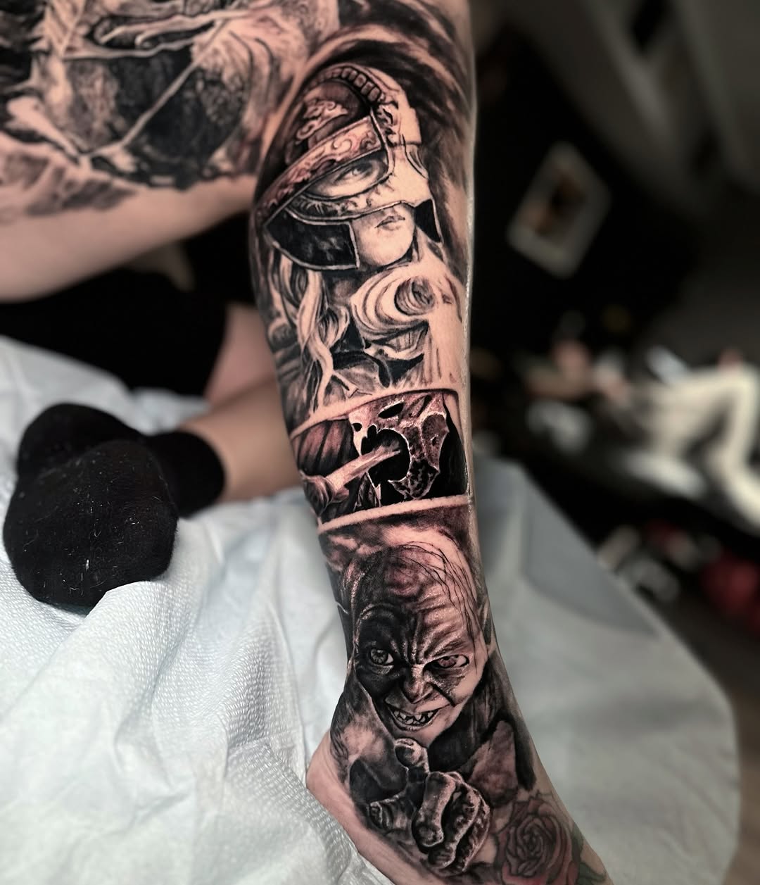 Tattoo by @kmoore_tattoos — black_and_grey, realism